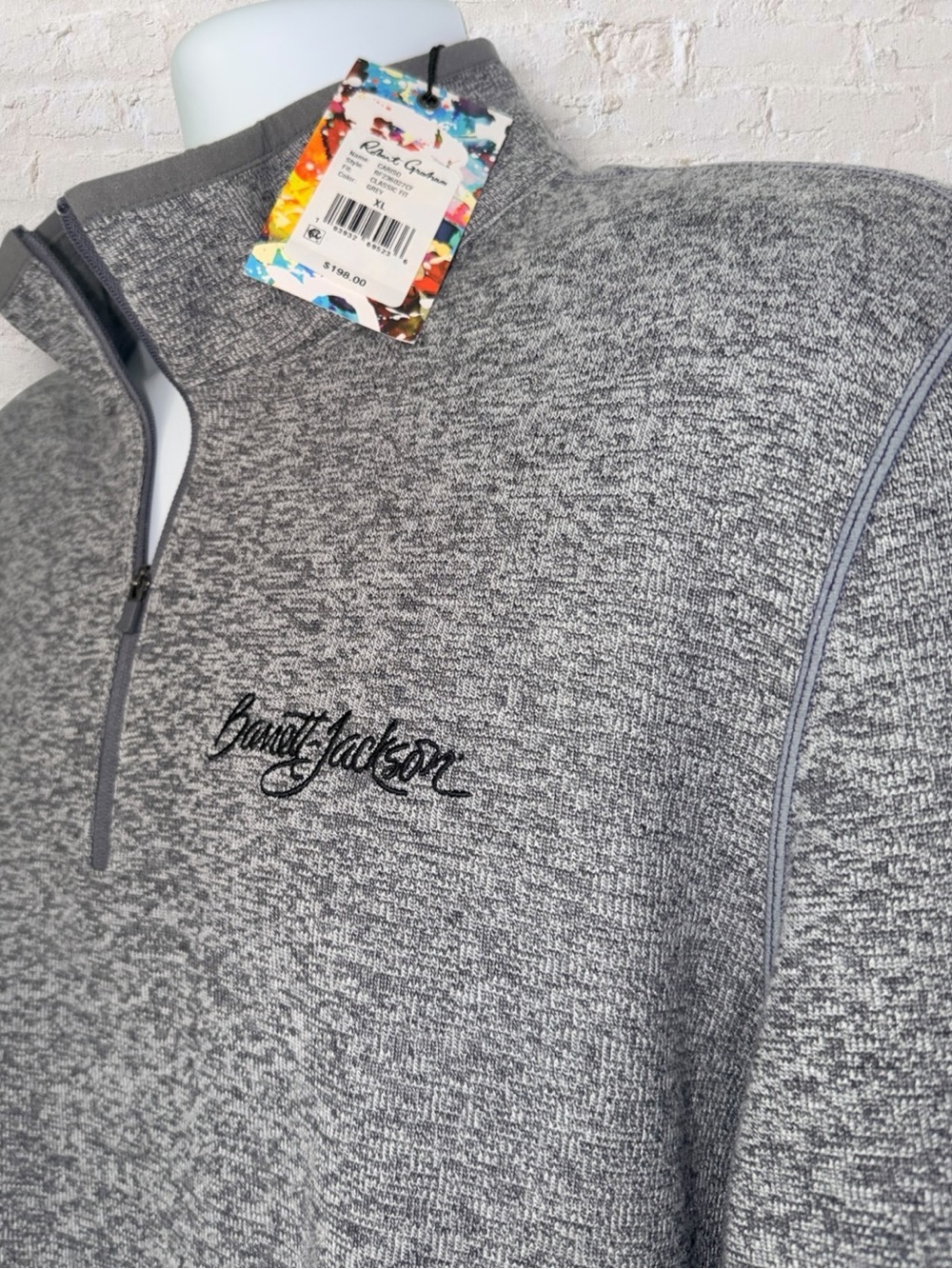 Robert Graham Cariso Luxury Quarter Zip Pullover XL Gray Heathered NWT
